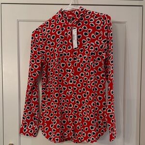 J Crew Red Leopard Print Women's Top